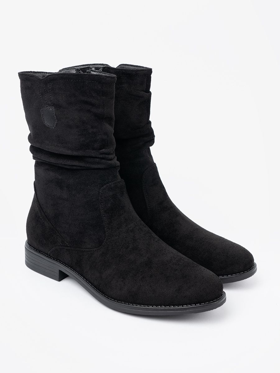 Botine negre clasice cu guler plisat