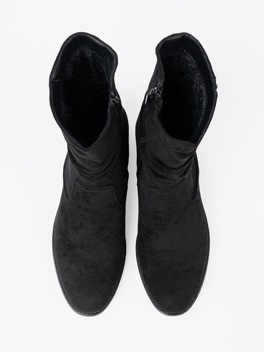 Botine negre clasice cu guler plisat