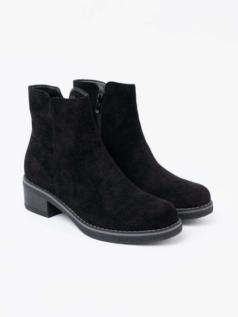 Botine simple negre pe toc confortabil