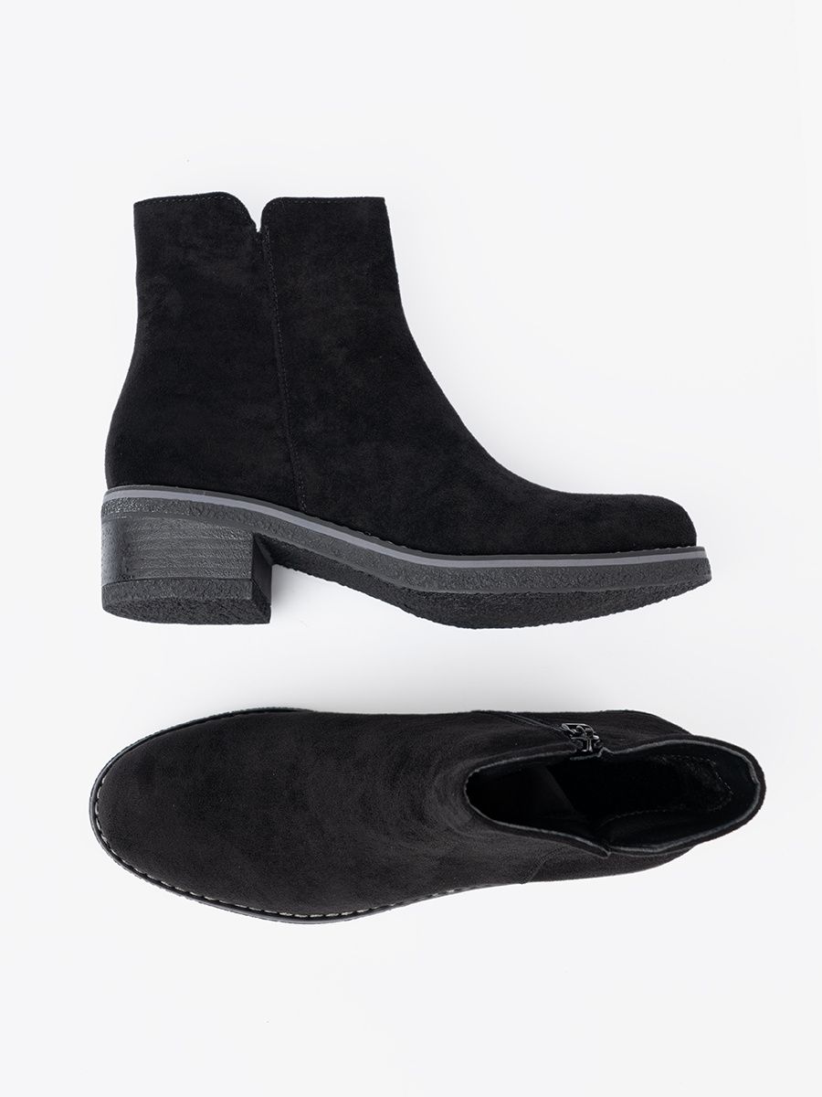 Botine simple negre pe toc confortabil