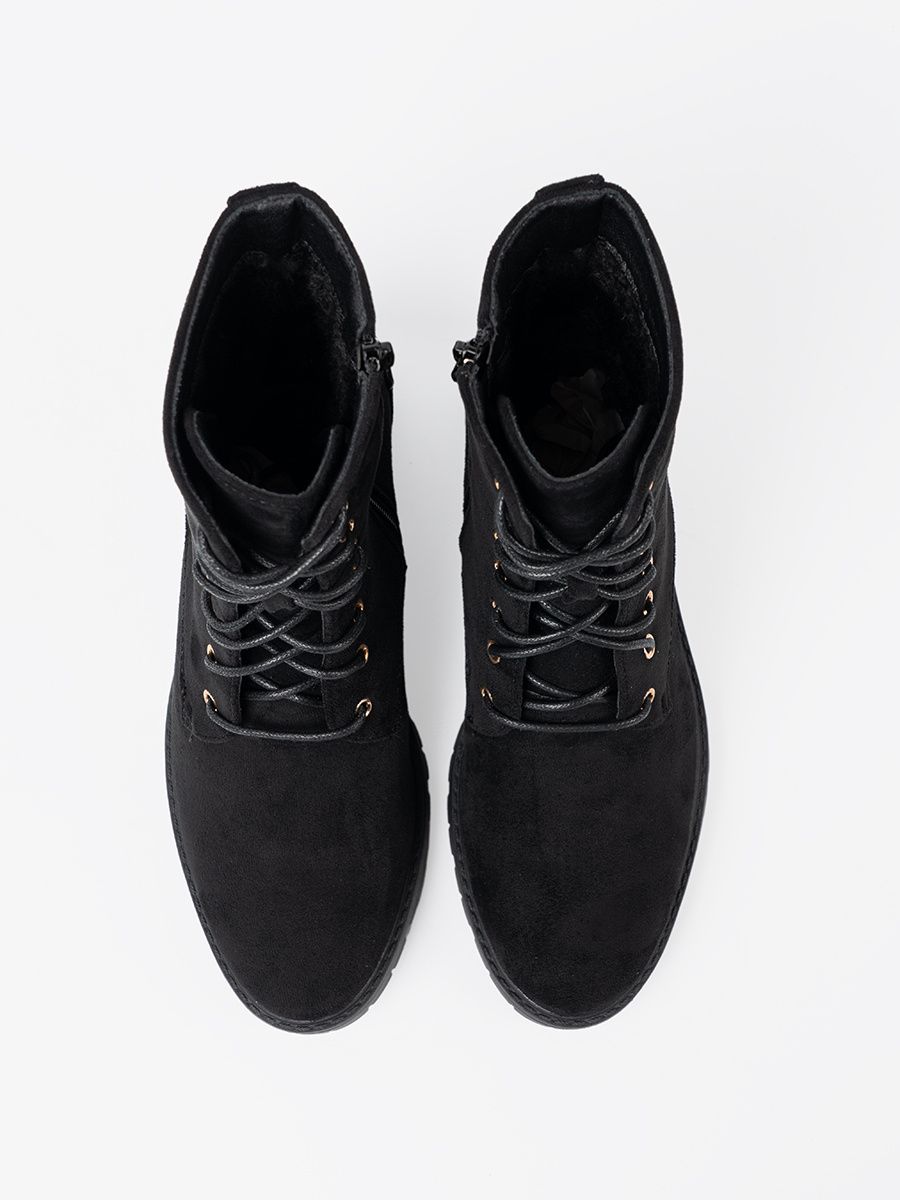 Botine negre confortabile cu vârf rotund