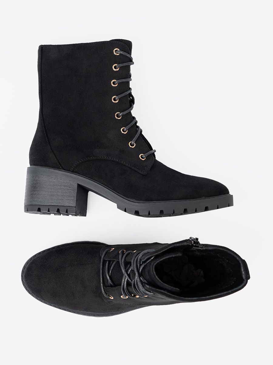 Botine negre confortabile cu vârf rotund