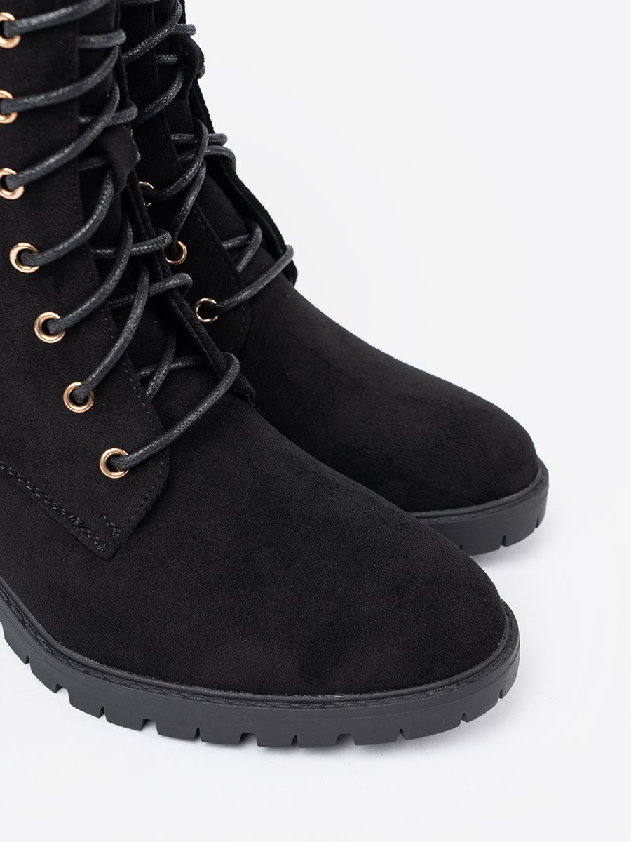 Botine negre confortabile cu vârf rotund