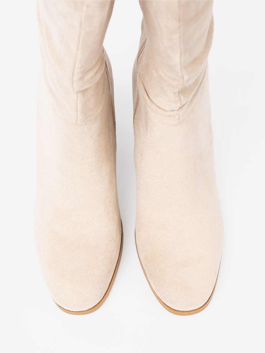 Botine bej deschis cu guler plisat