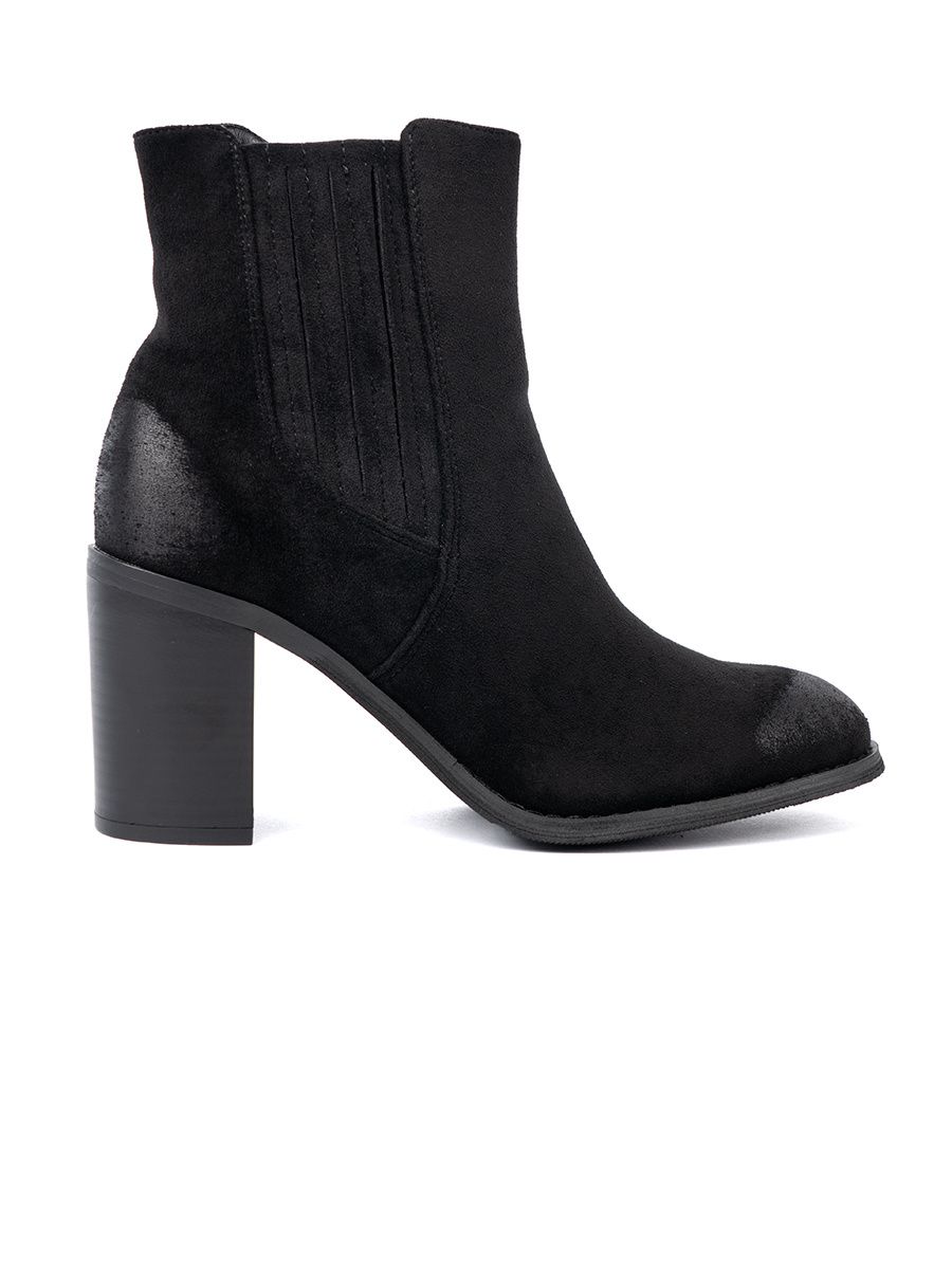 Botine negre din suede pe toc înalt