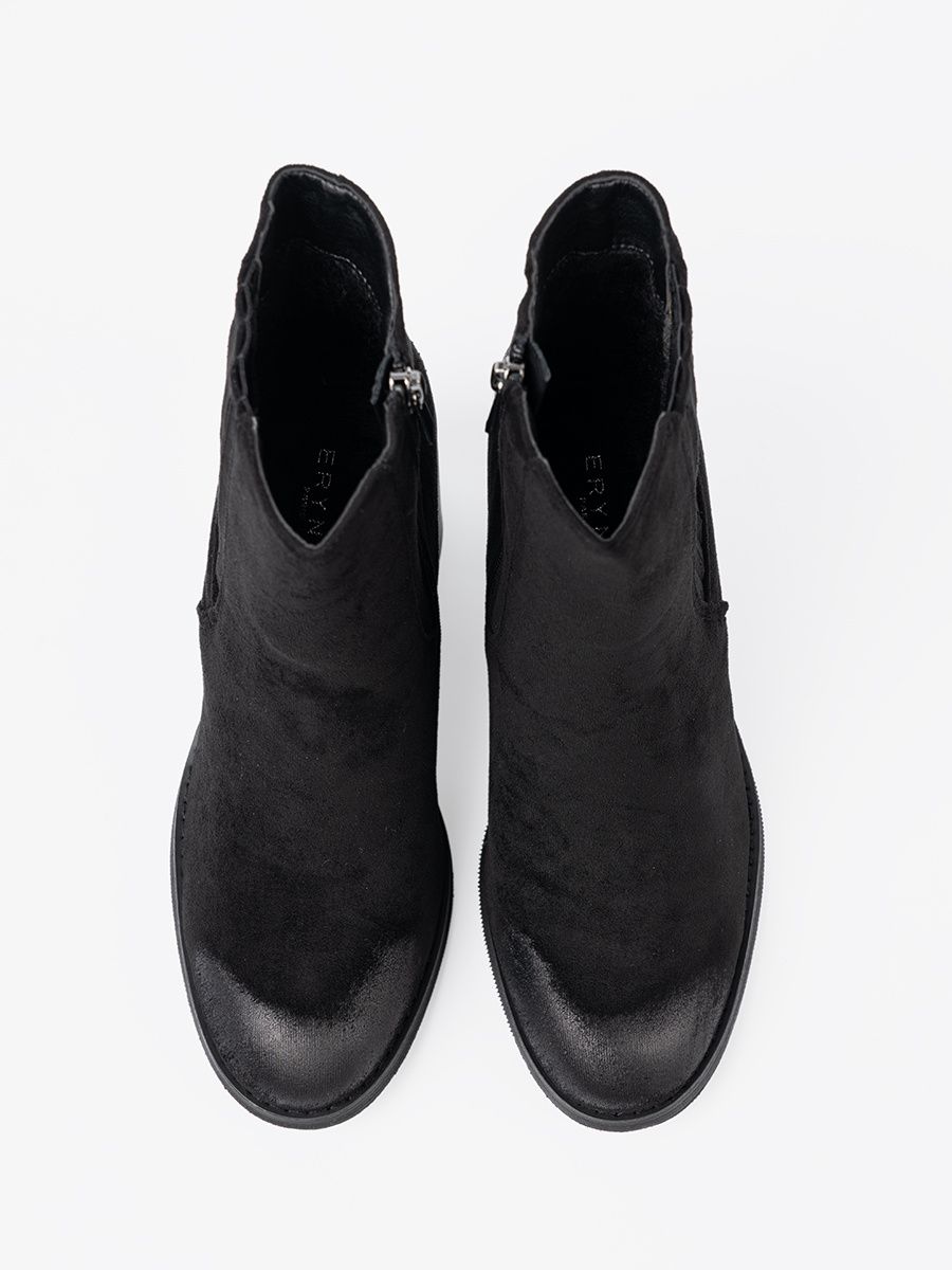 Botine negre din suede pe toc înalt