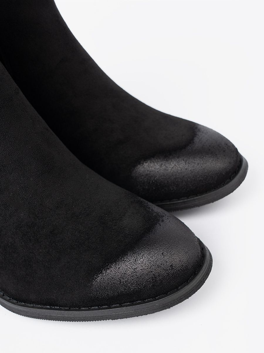 Botine negre din suede pe toc înalt