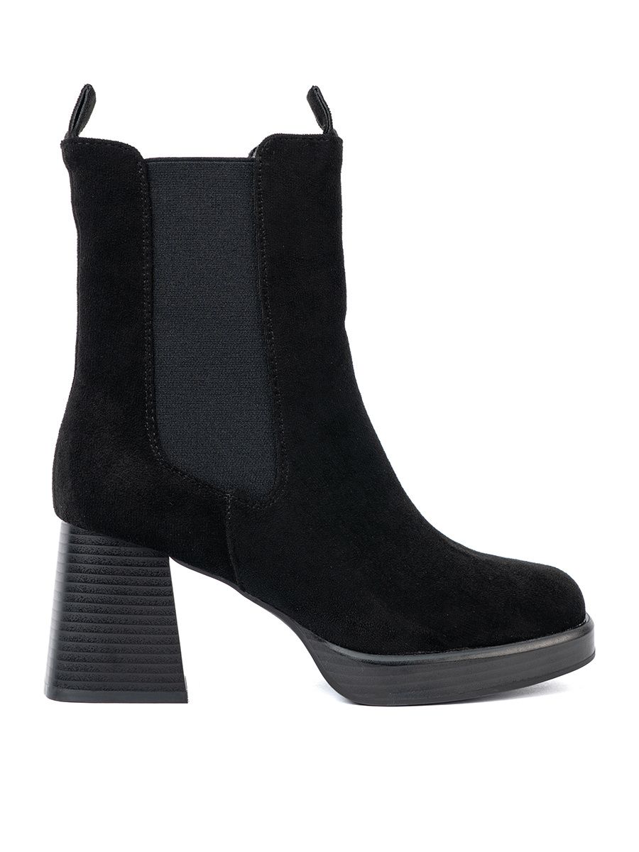 Botine elegante cu toc gros și inserții elastice