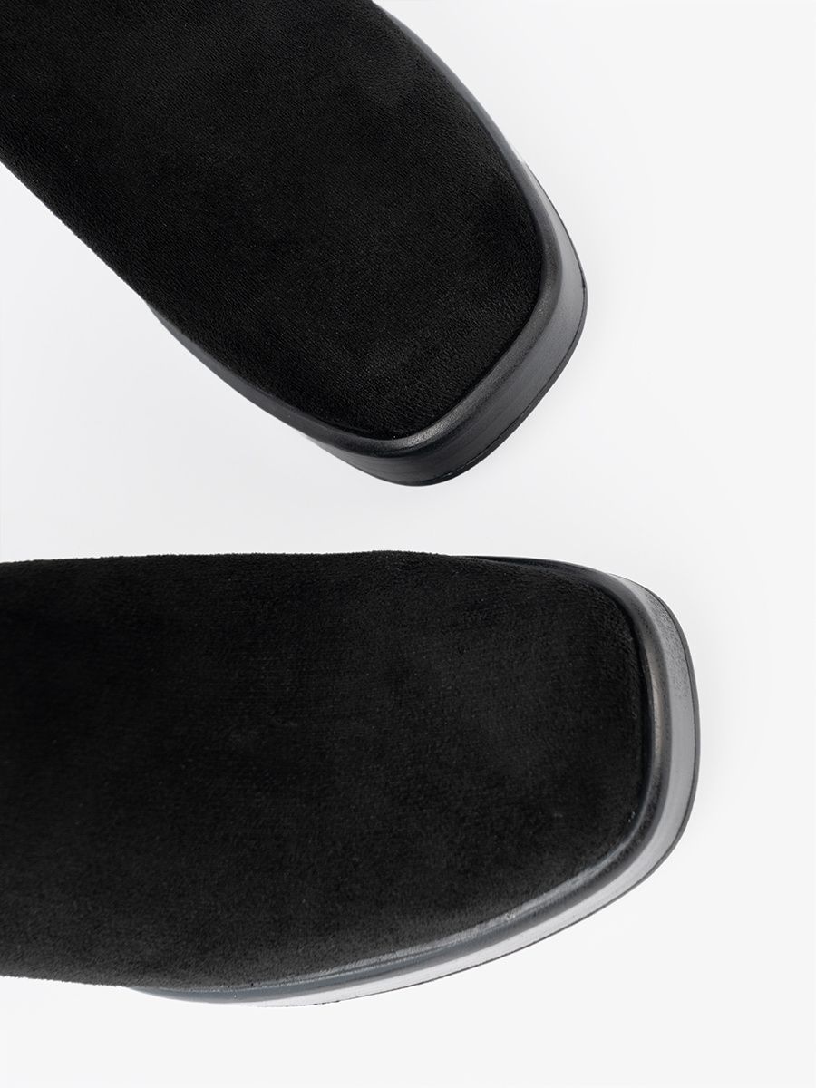 Botine elegante cu toc gros și inserții elastice