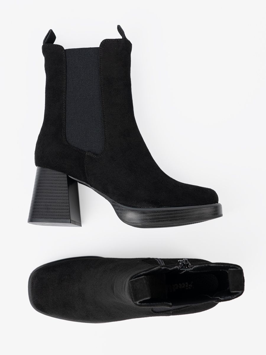 Botine elegante cu toc gros și inserții elastice