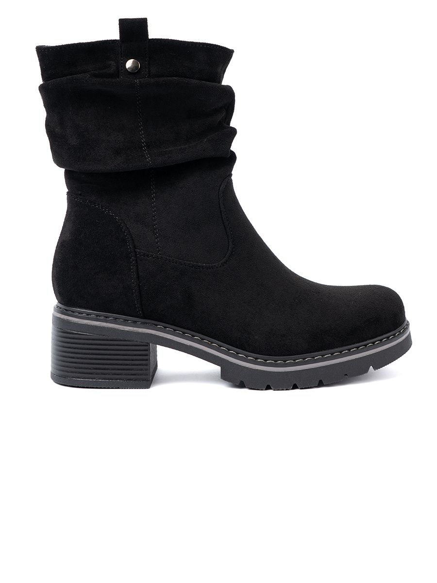 Botine negre cu pliere decorativă