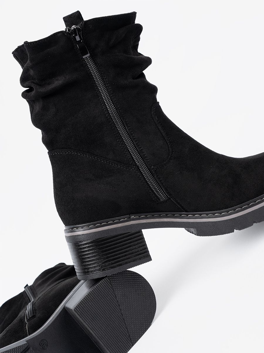 Botine negre cu pliere decorativă