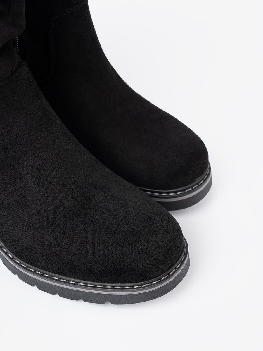 Botine negre cu pliere decorativă