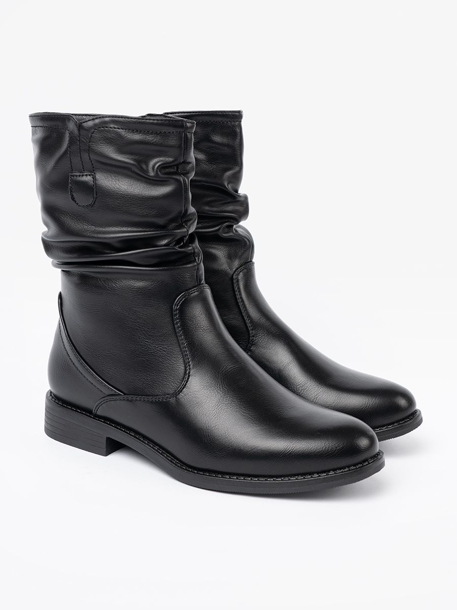 Botine negre confortabile cu pliuri