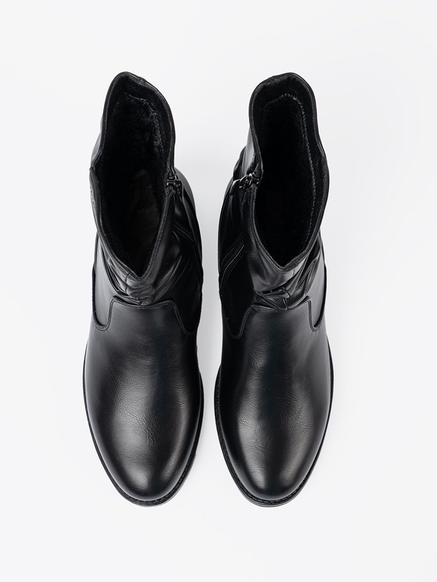 Botine negre confortabile cu pliuri