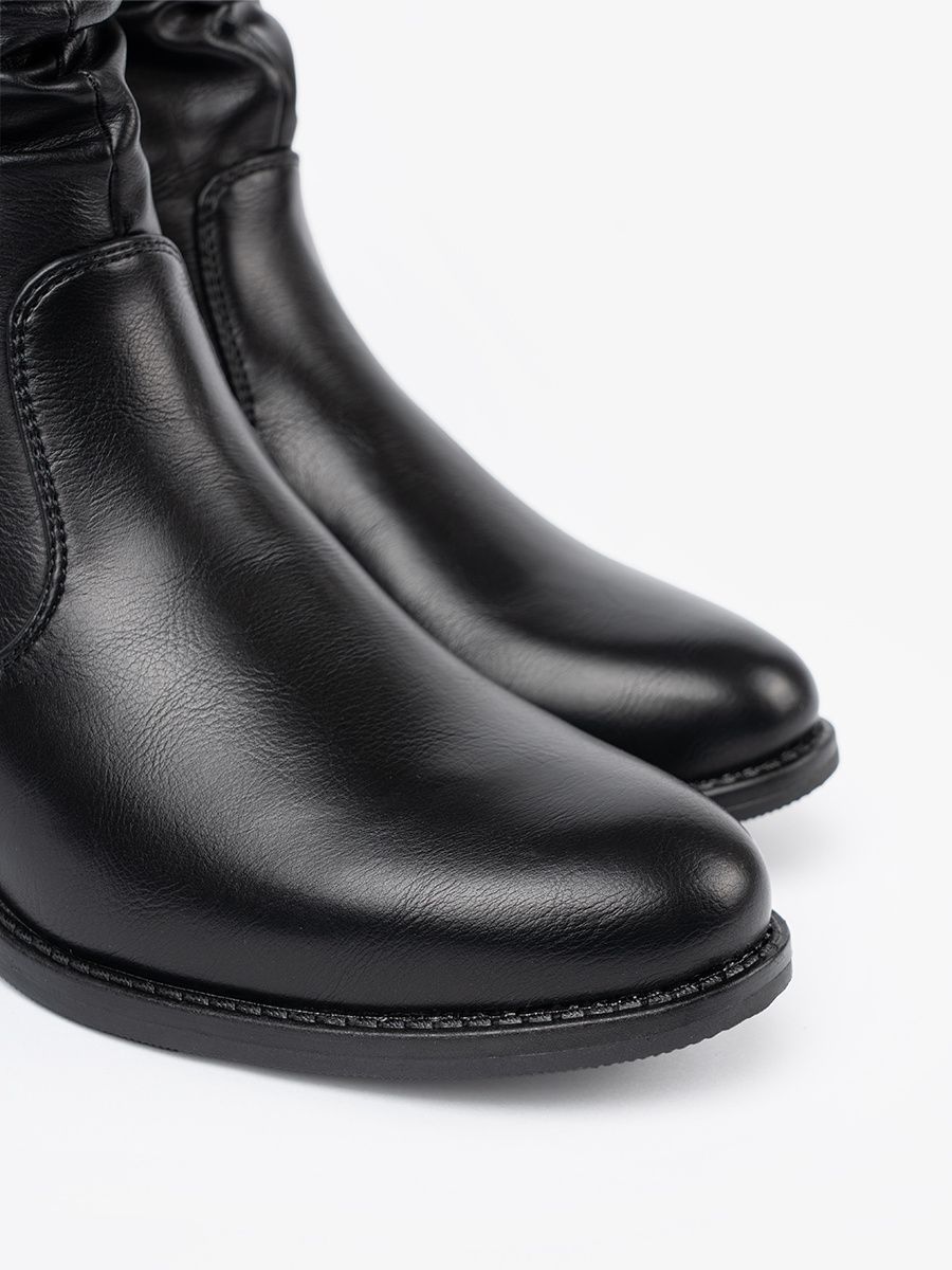 Botine negre confortabile cu pliuri