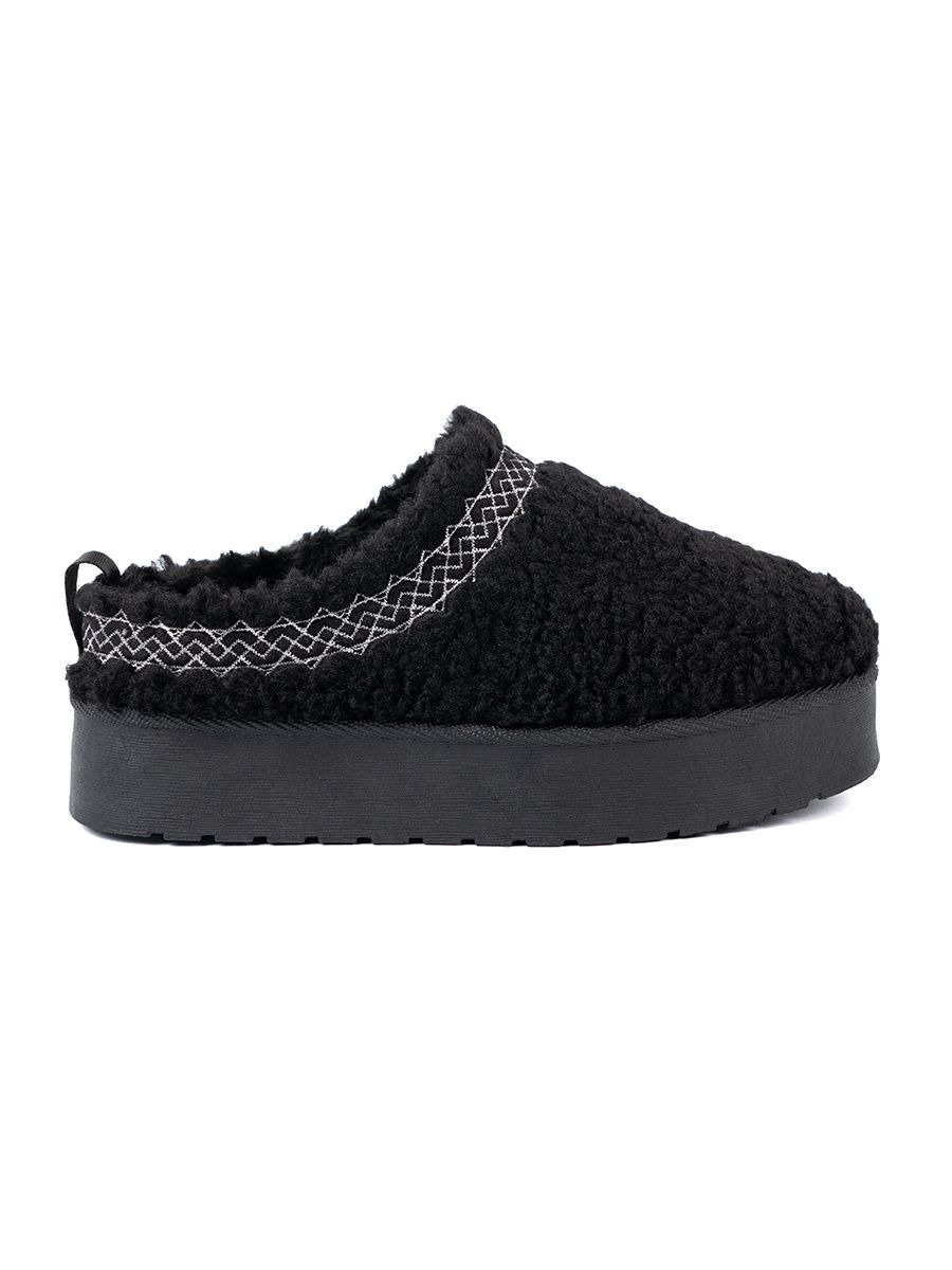 Cizme negre de zăpadă cu broderie decorativă