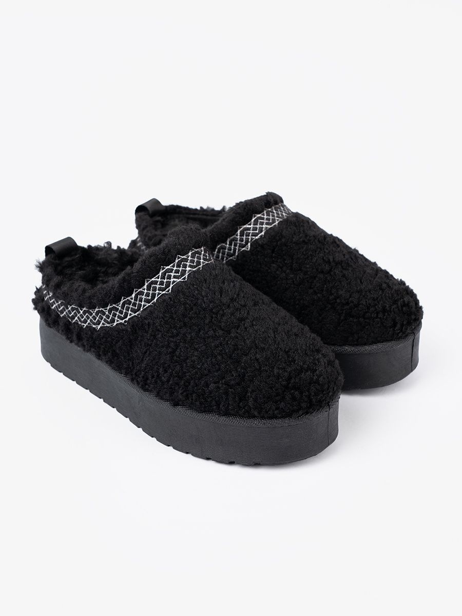 Cizme negre de zăpadă cu broderie decorativă