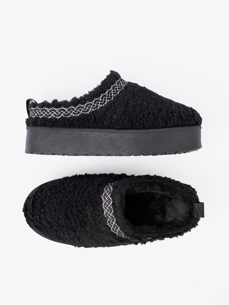 Cizme negre de zăpadă cu broderie decorativă