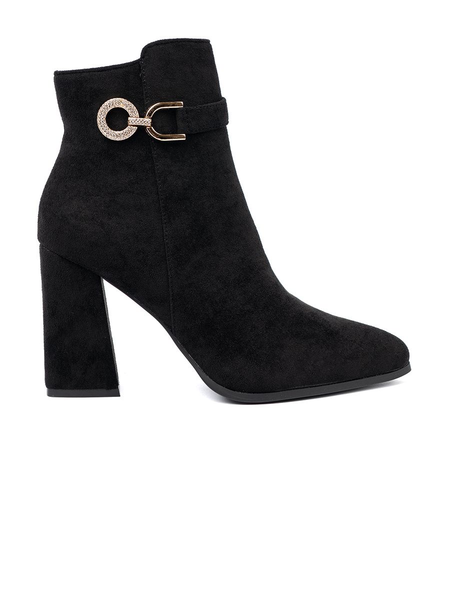 Botine elegante negre cu accent de bijuterie