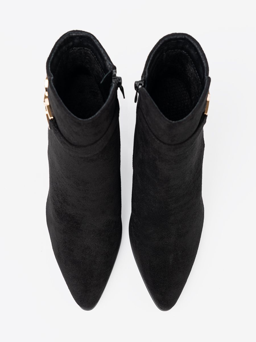 Botine elegante negre cu accent de bijuterie