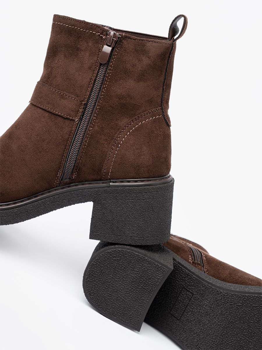 Botine elegante maro cu toc stabil