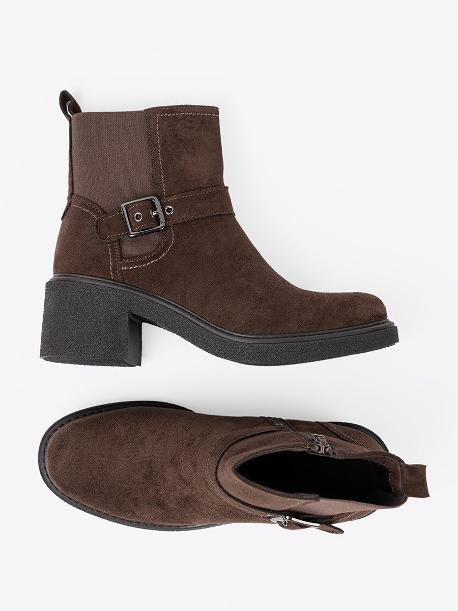 Botine elegante maro cu toc stabil