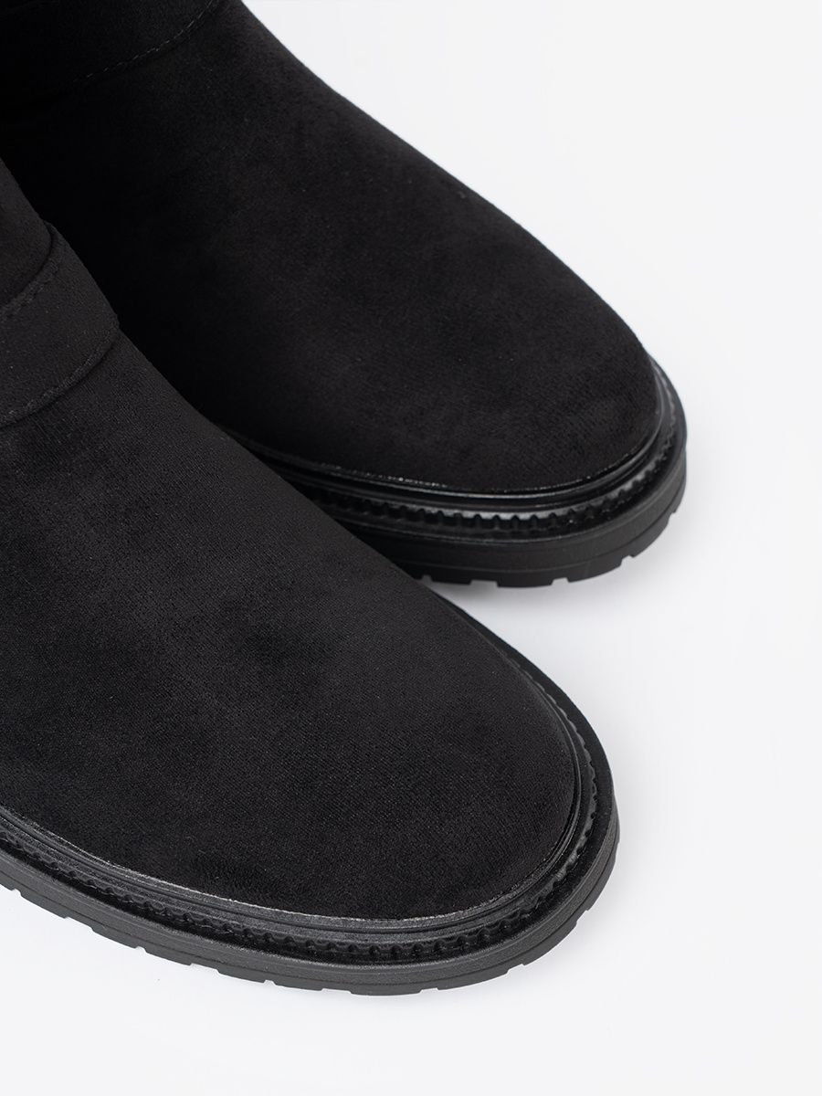 Botine negre moderne cu catarame argintii