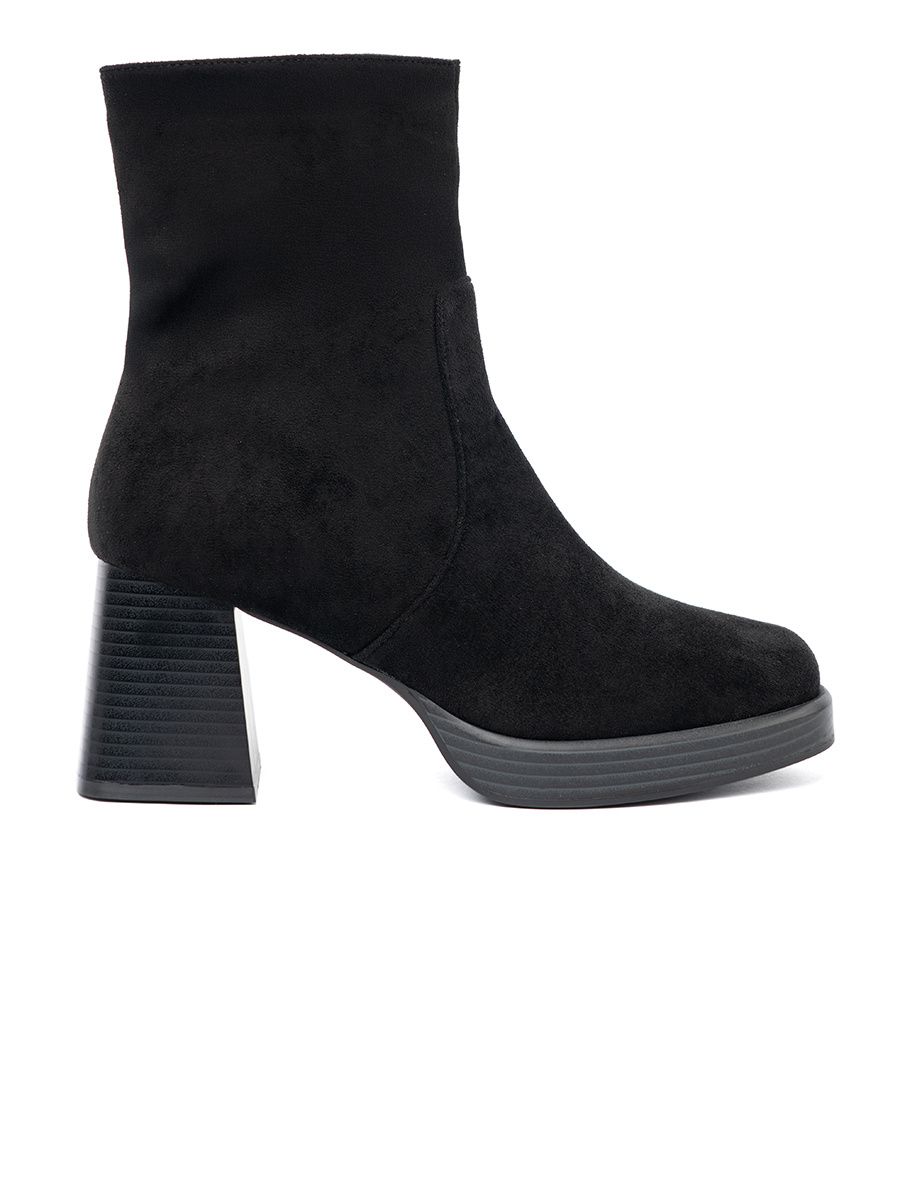 Botine elegante negre pe toc stabil