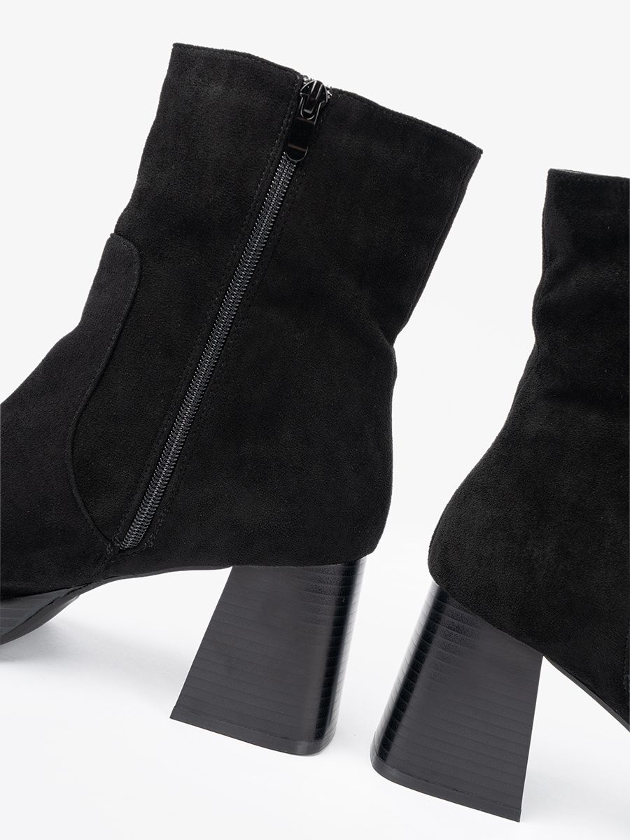 Botine elegante negre pe toc stabil