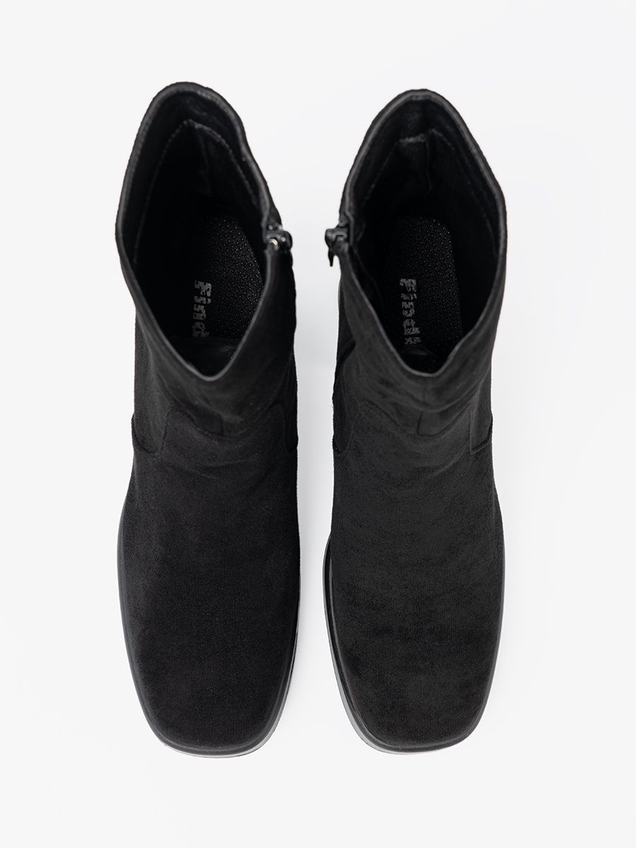 Botine elegante negre pe toc stabil