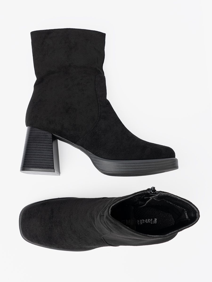 Botine elegante negre pe toc stabil
