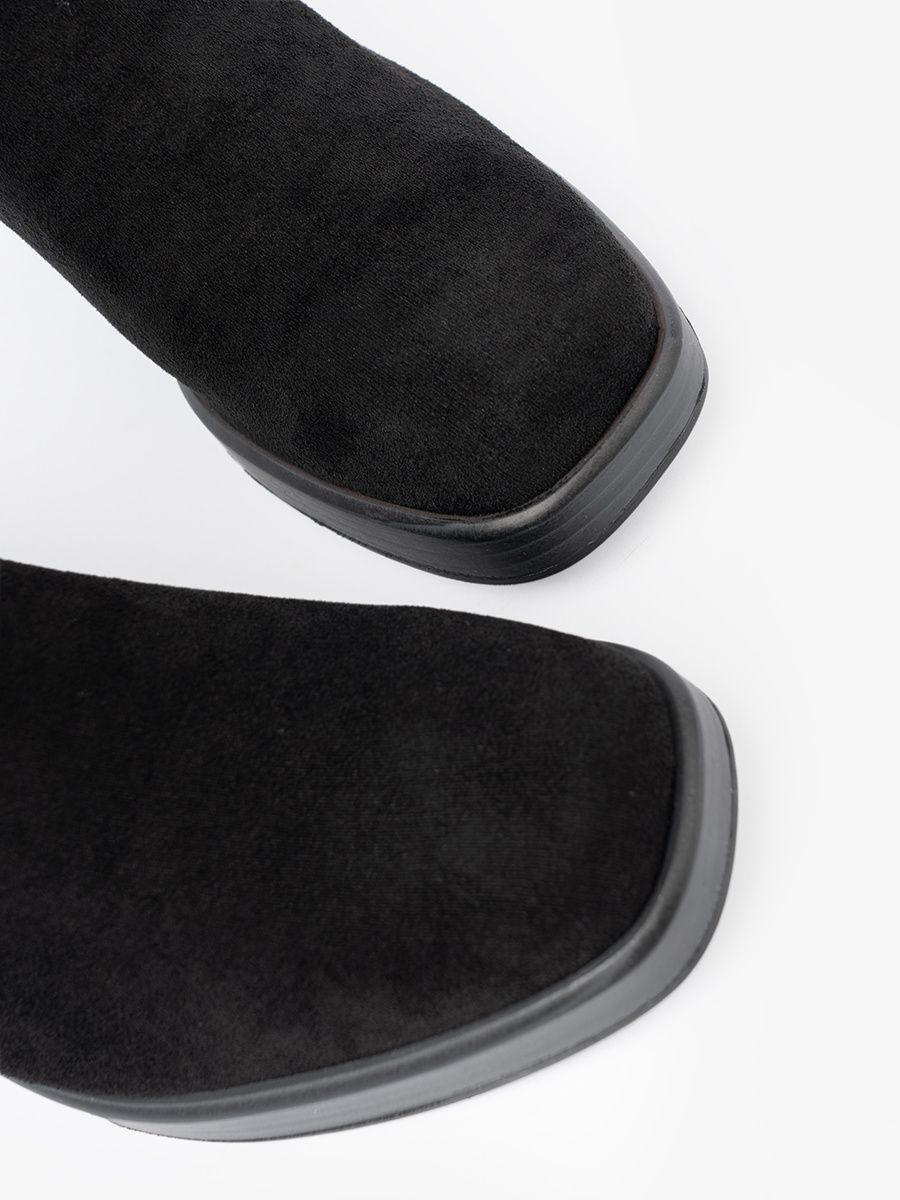Botine elegante negre pe toc stabil