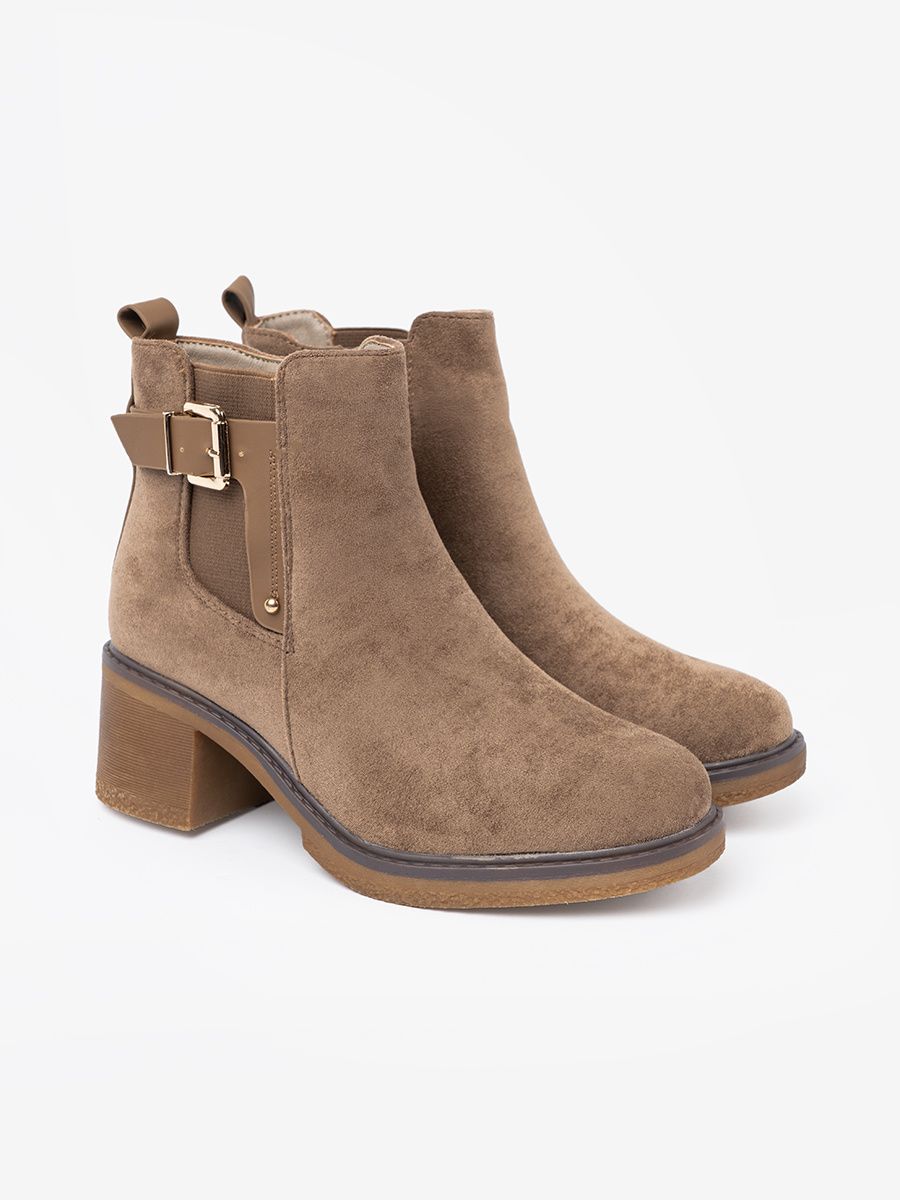 Botine bej elegante cu toc confortabil