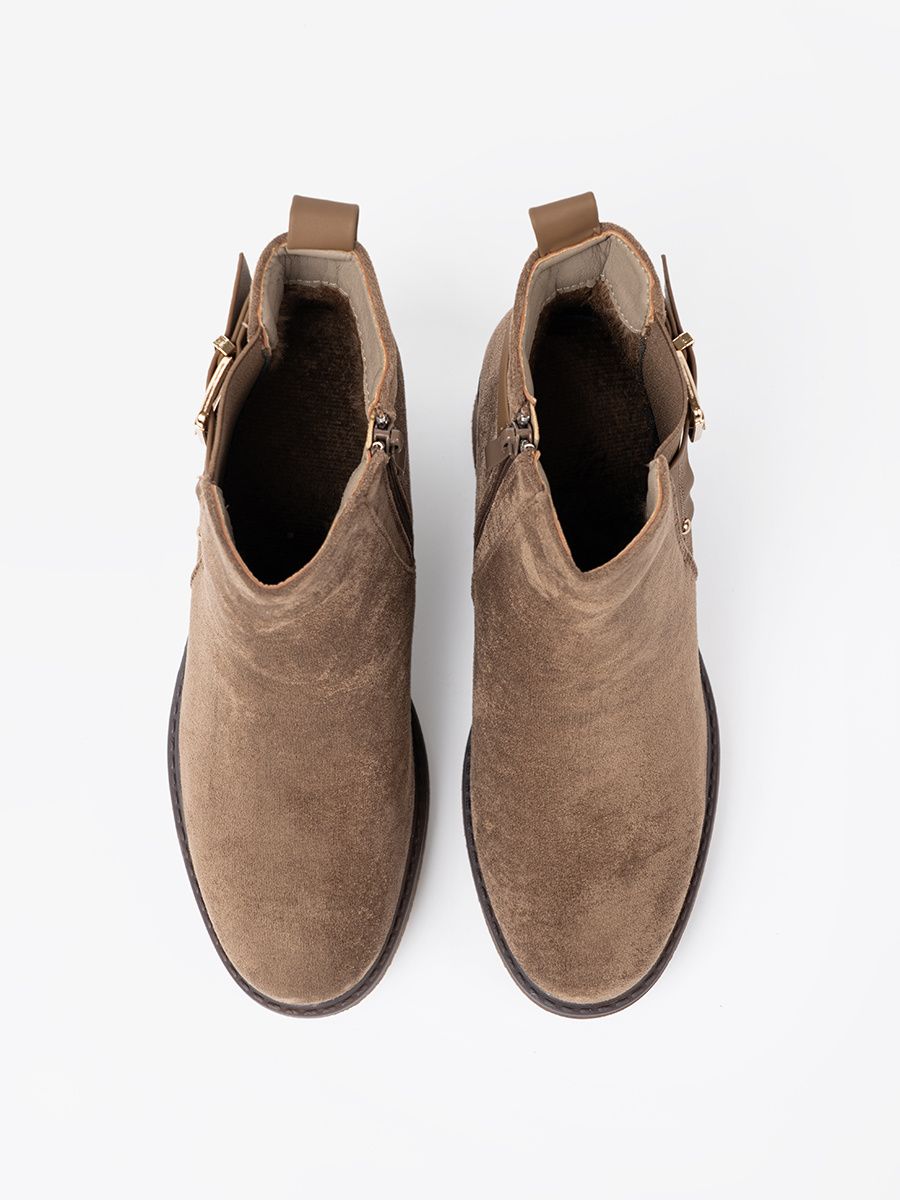 Botine bej elegante cu toc confortabil
