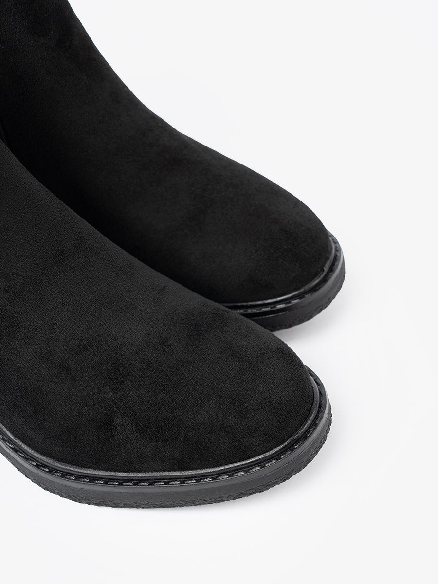 Botine negre cu cataramă pe toc stabil