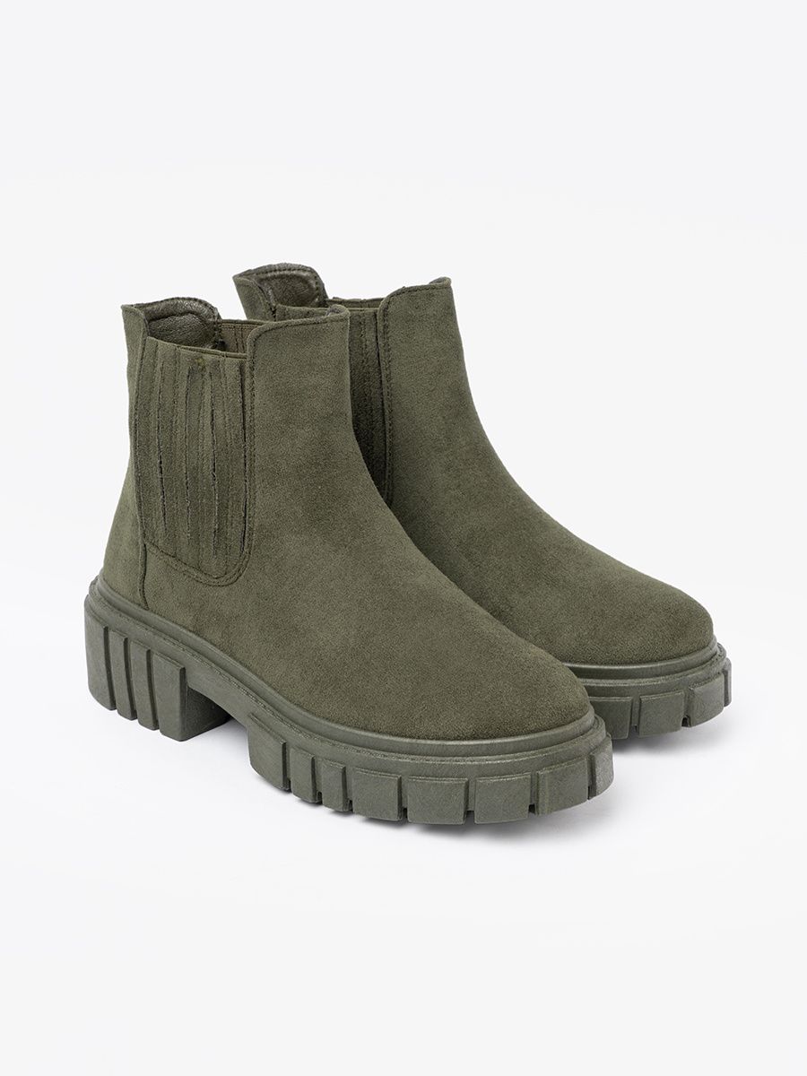 Botine verzi cu inserții elastice