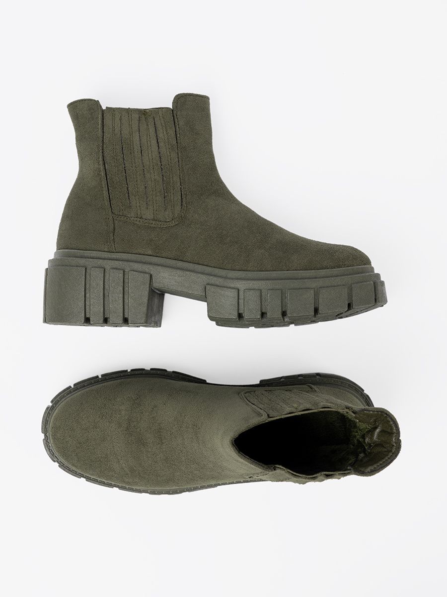 Botine verzi cu inserții elastice