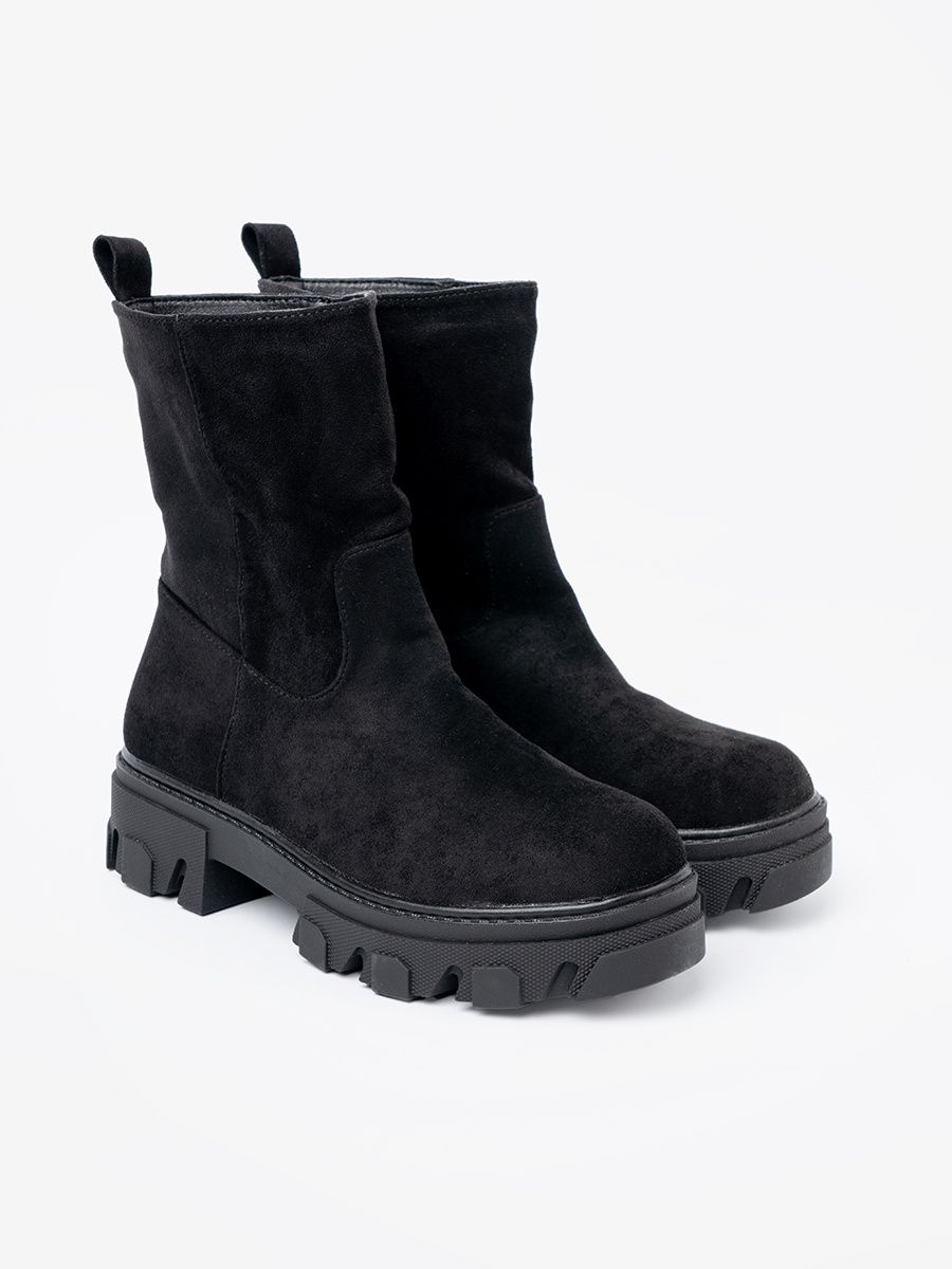Botine negre cu croi minimalist