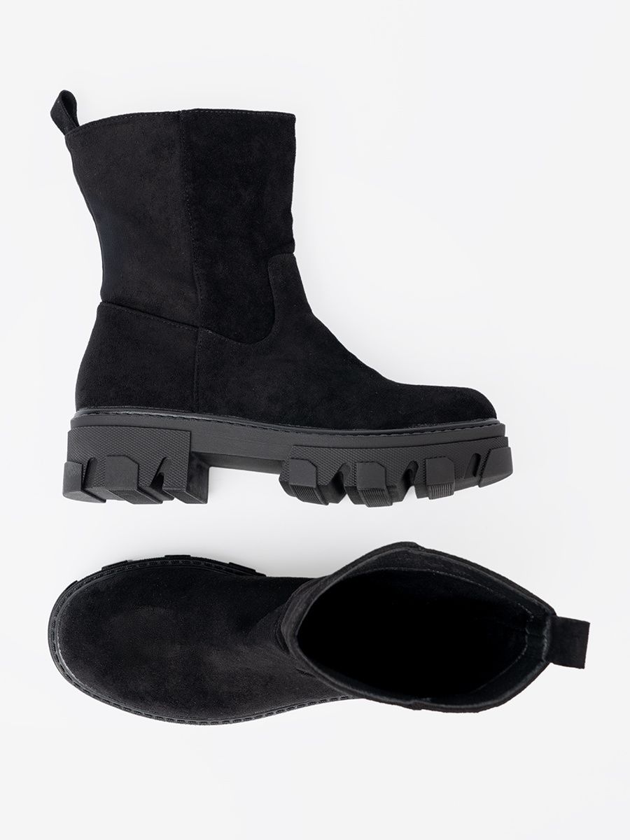Botine negre cu croi minimalist