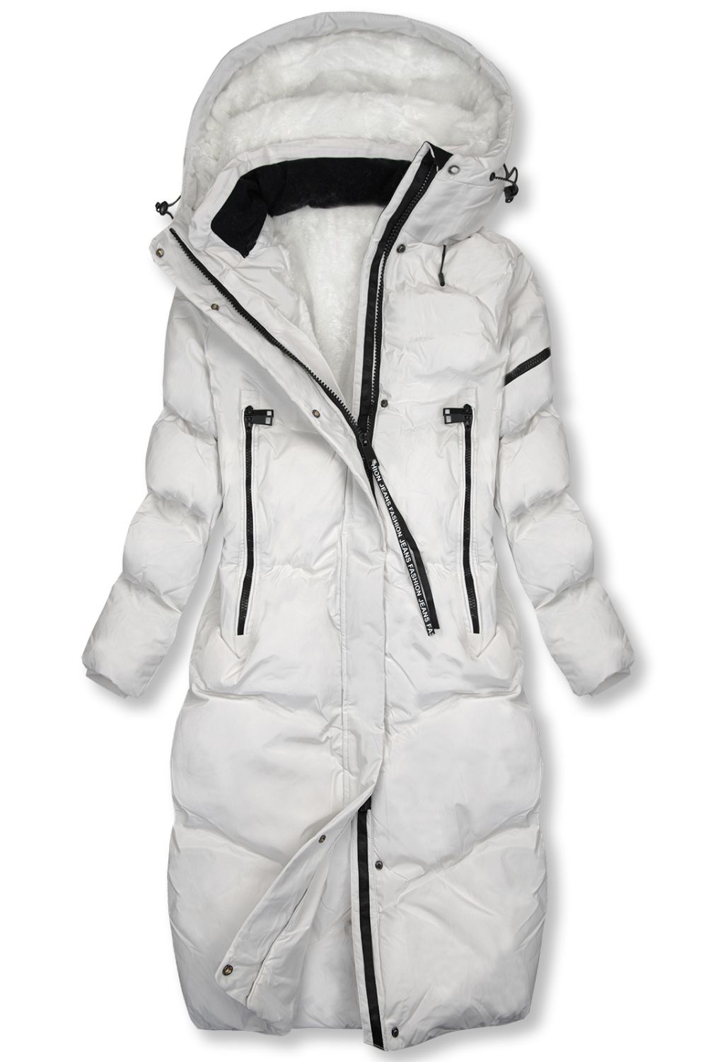 Geacă lungă albă de iarnă