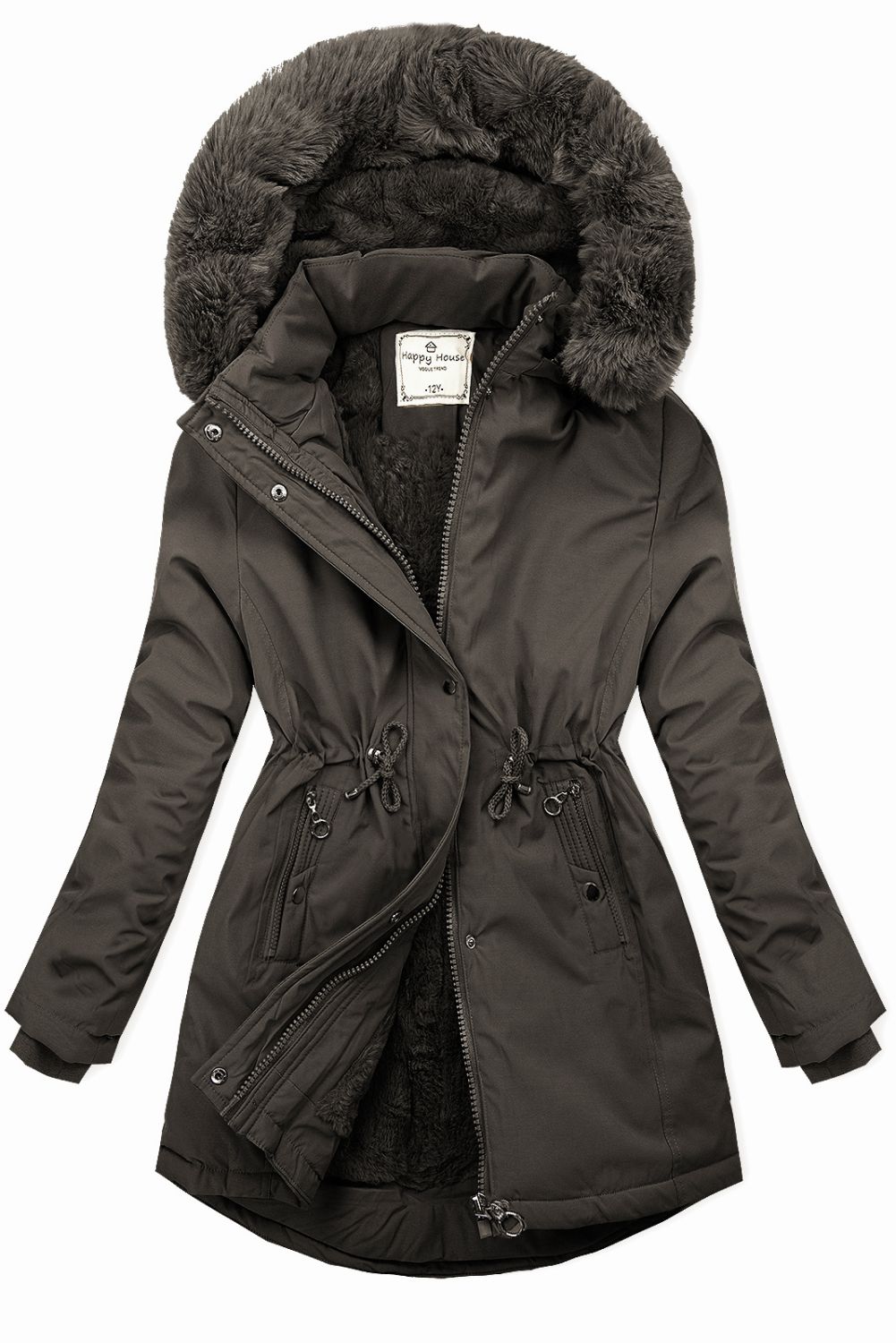 Parka kaki pentru copii cu blană