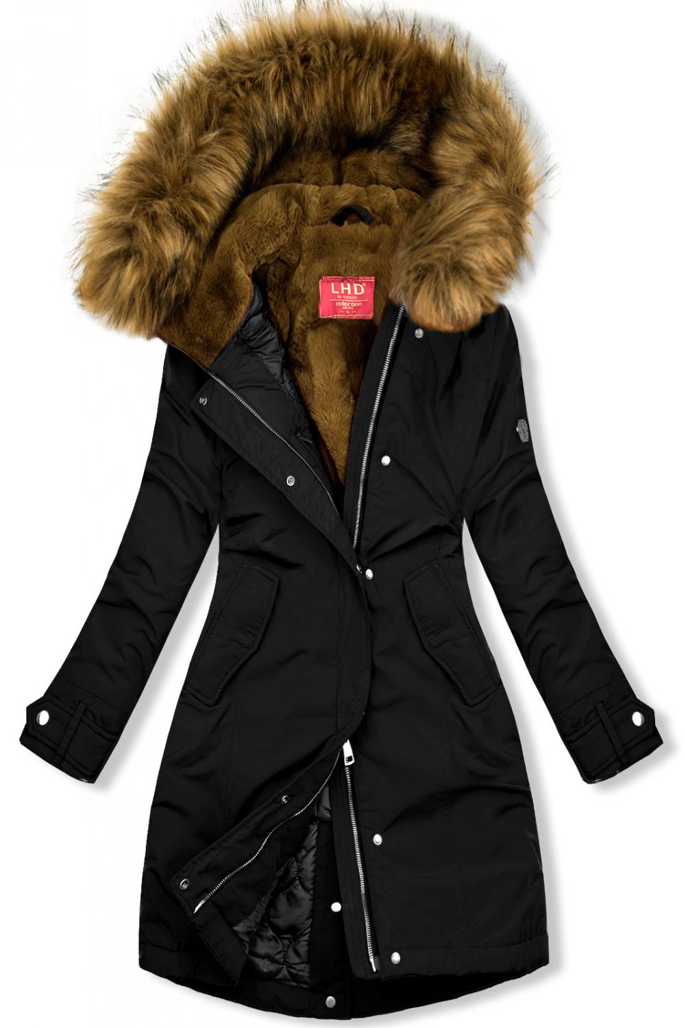 Parka de tranziție îmblănită neagră