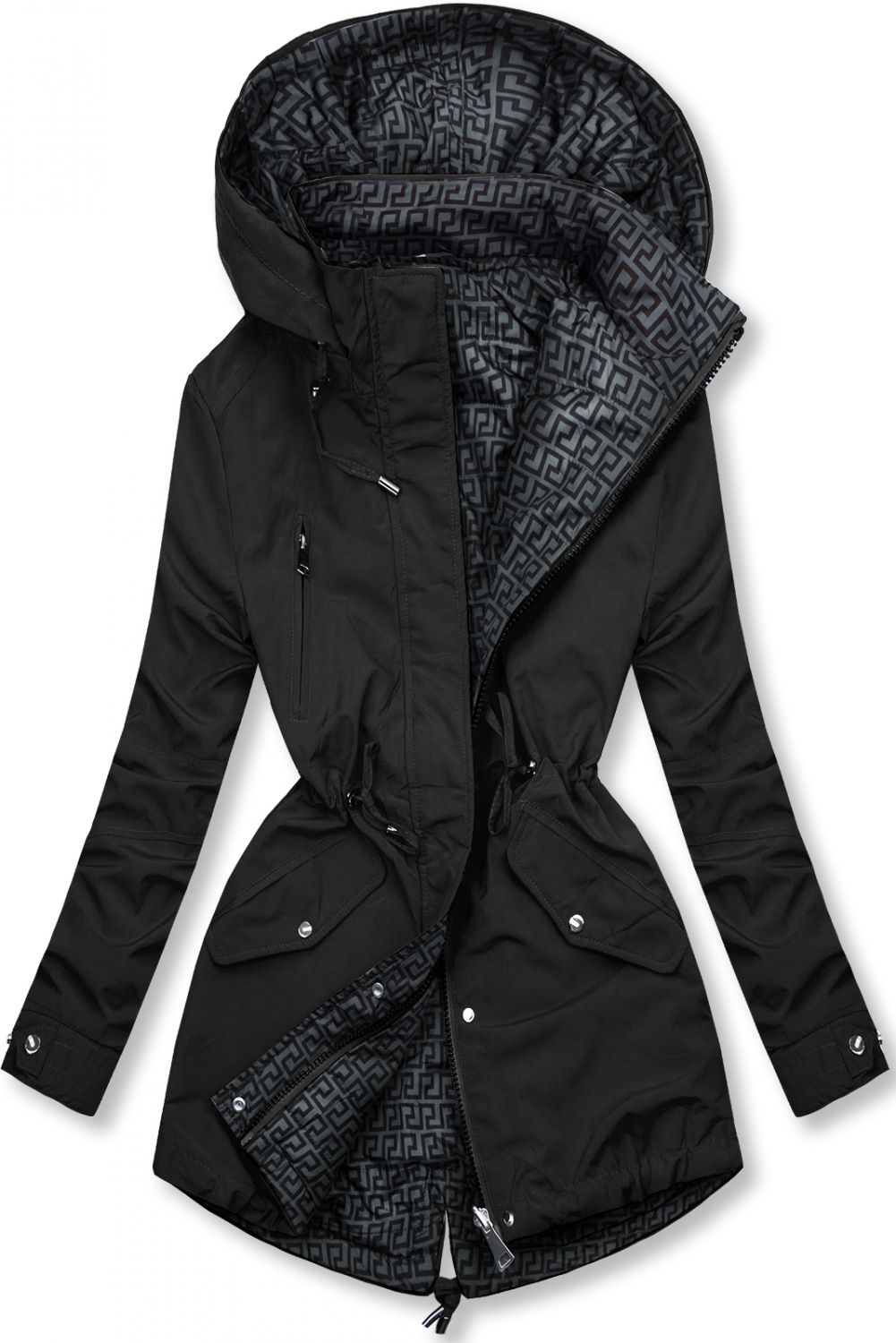 Parka reversibilă de tranziție negru/gri