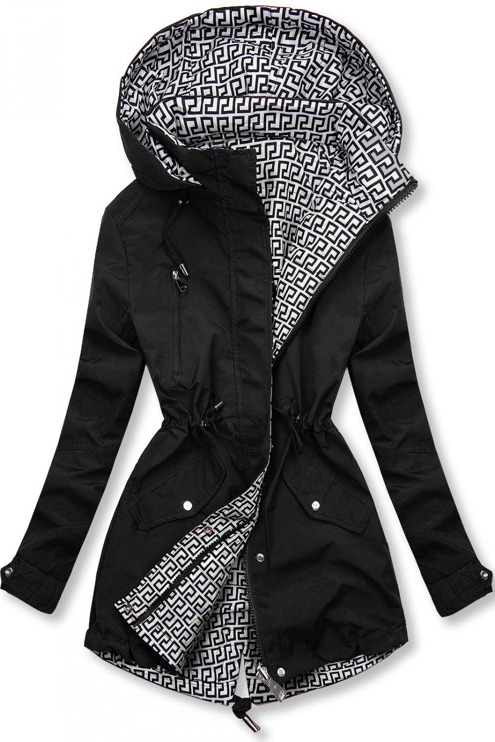 Parka reversibilă de tranziție negru/alb