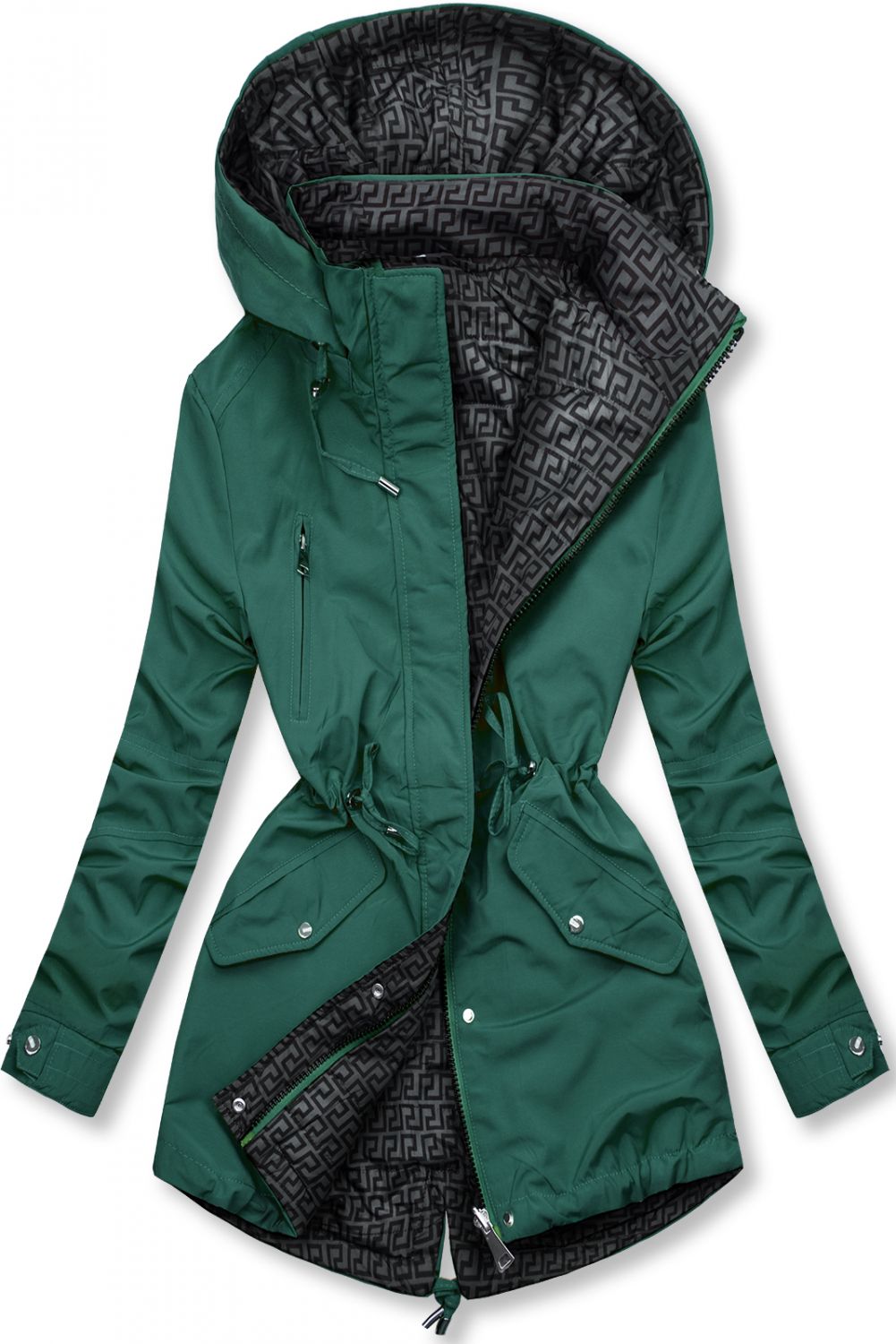 Parka reversibilă de tranziție verde/gri