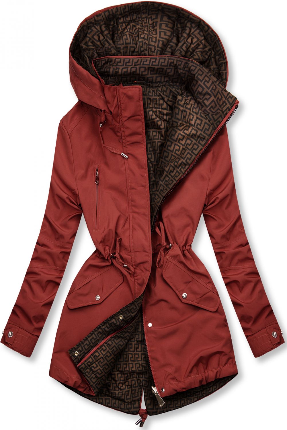 Parka reversibilă de tranziție burgundia/maro