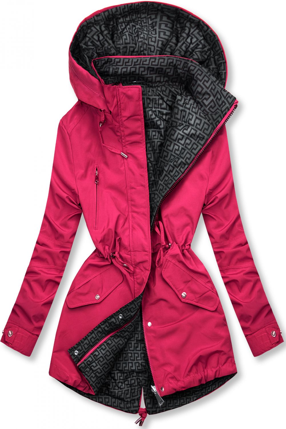 Parka reversibilă de tranziție roz/gri