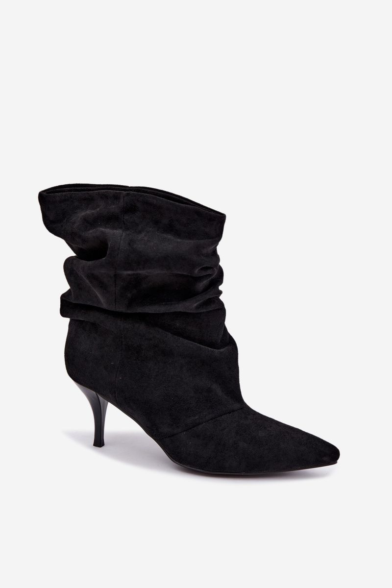Ghete negre din velur cu toc subțire