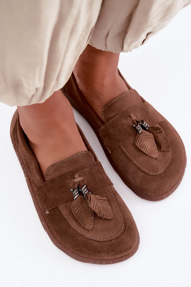 Mocasin barefoot din piele naturală întoarsă, maro